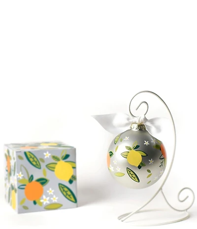 Coton Colors Citrus Glass Ornament with White Swirl Stand Set