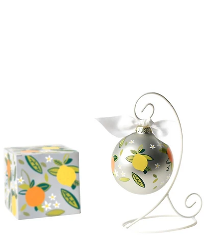 Coton Colors Citrus Glass Ornament with White Swirl Stand Set