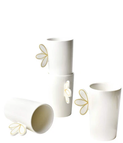 Coton Colors Deco Gold Scallop Novelty Mugs, Set of 4