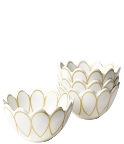 Coton Colors Deco Gold Scallop Small Bowls, Set of 4