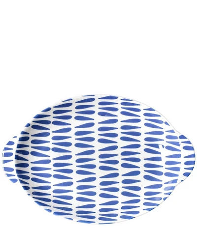 Coton Colors Iris Blue Drop Large Handled Oval Platter