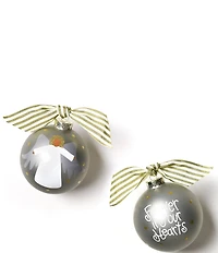 Coton Colors Forever In Our Hearts African American Angel Glass Ornament with Swirl Stand Set
