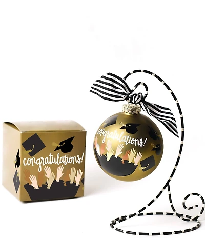 Coton Colors Graduation Glass Ornament with Black and White Stand Set