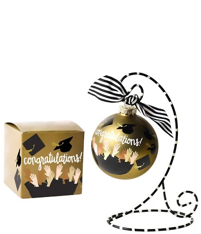 Coton Colors Graduation Glass Ornament with Black and White Stand Set