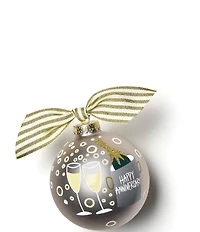 Coton Colors Happy Anniversary Glass Ornament with Swirl Stand Set