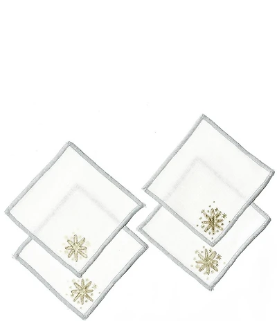 Coton Colors Holiday Gold Stars Collection Cocktail Napkins, Set of 4