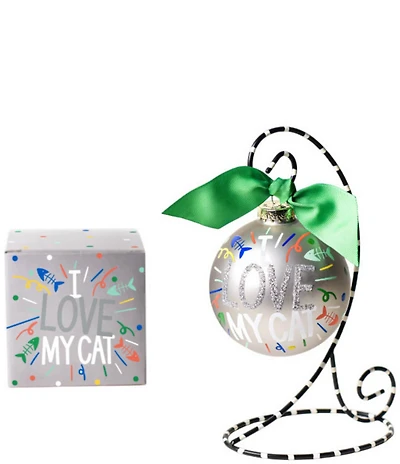 Coton Colors I Love My Cat Popper Glass Ornament with Swirl Stand Set