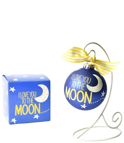 Coton Colors I Love You To The Moon and Back Glass Ornament with Swirl Stand Set