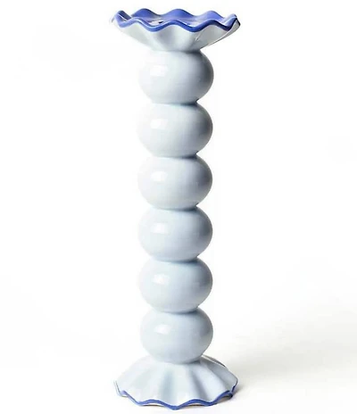 Coton Colors Iris Blue Collection Smoke Large Ruffle Knobbed Candle Holder