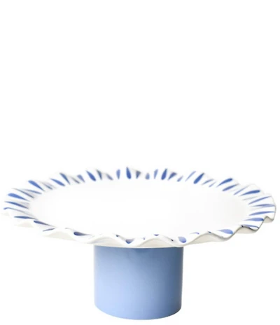 Coton Colors Iris Blue Drop Large Ruffle Cake Stand