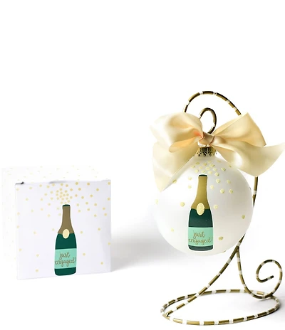 Coton Colors Just Engaged Glass Ornament with Stand Set