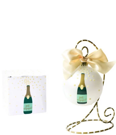 Coton Colors Just Engaged Glass Ornament with Stand Set