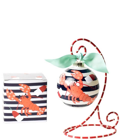 Coton Colors Lobster Glass Ornament with Swirl Stand Set