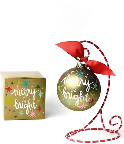 Coton Colors Merry And Bright Stars Glass Ornament With Stand Set