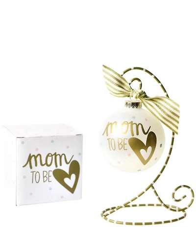 Coton Colors Mom to Be Glass Ornament with Swirl Stand Set