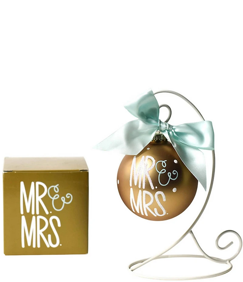 Coton Colors Mr. Mrs. Glass Ornament With White Stand