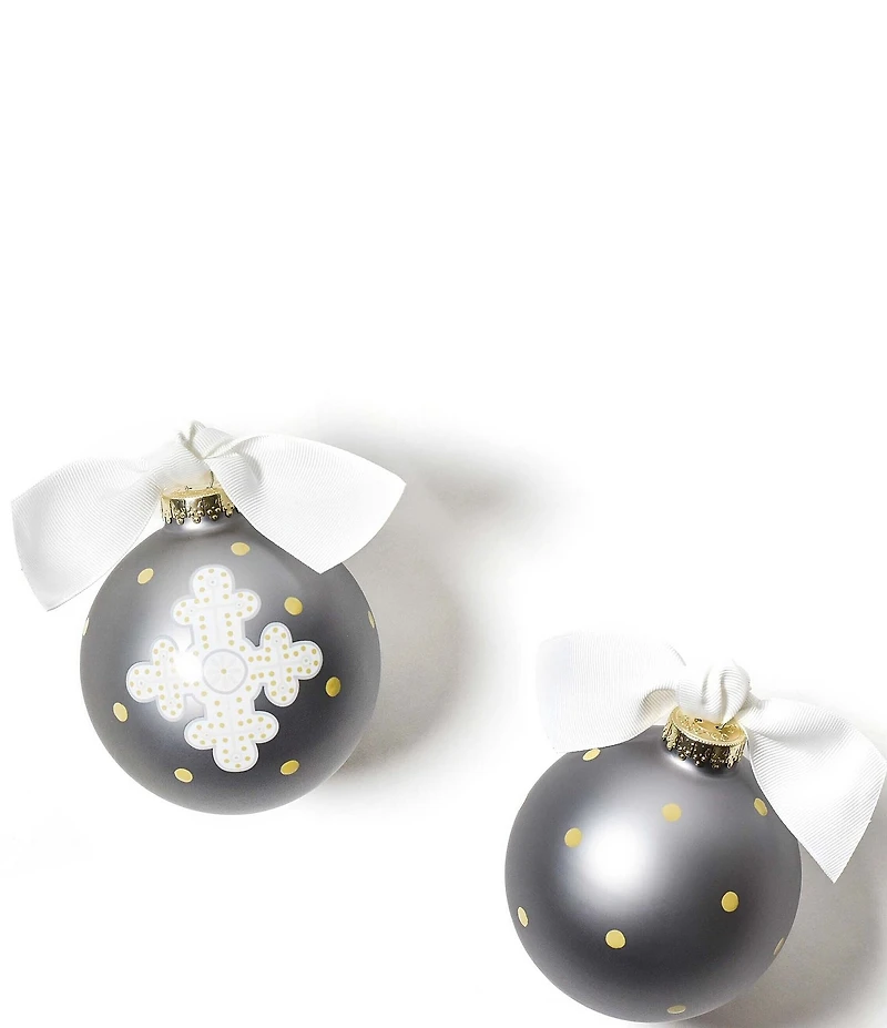 Coton Colors Neutral Cross Glass Ornament with Stand Set