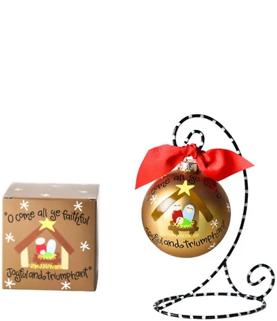 Coton Colors O Come All Ye Faithful Glass Ornament with Swirl Stand Set