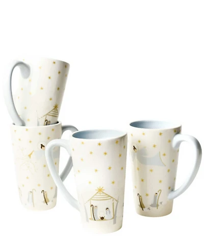 Coton Colors O Holy Night Novelty Tall Mugs, Set of 4