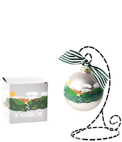 Coton Colors On Mountain Time Glass Ornament with Stand Set