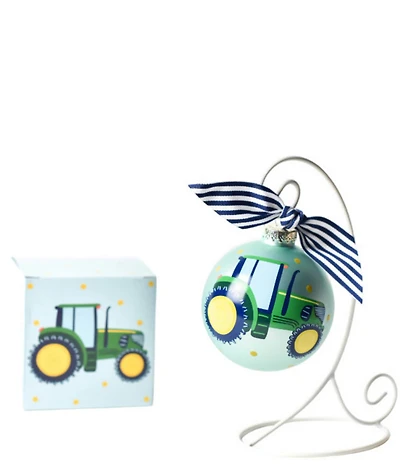 Coton Colors On The Farm Tractor Glass Ornament with Swirl Stand Set