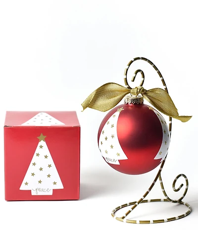 Coton Colors Peace Love Joy Luminary Tree Glass Ornament With Stand Set