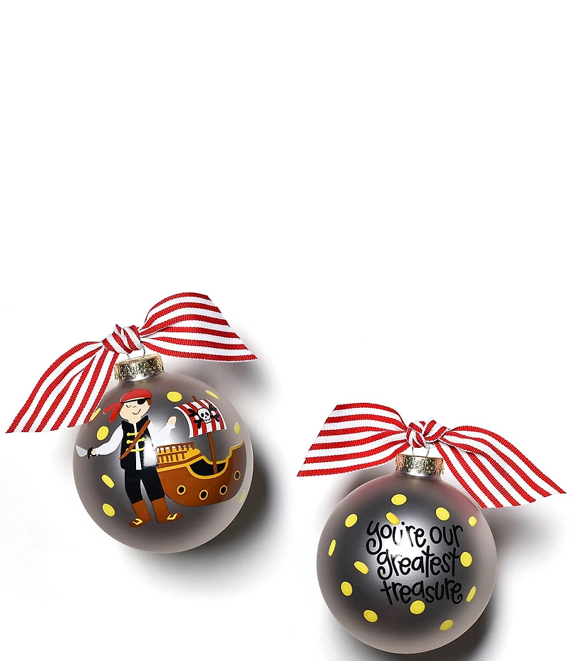 Coton Colors Pirate Greatest Treasure Glass Ornament with Stand Set