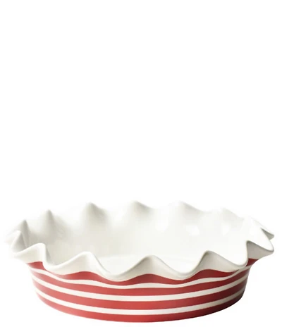 Coton Colors Red Stripe Ruffle Pie Dish, 9#double;