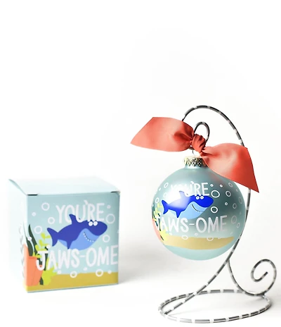 Coton Colors Shark Glass Ornament with Stand Set