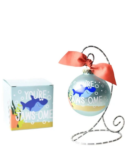 Coton Colors Shark Glass Ornament with Stand Set