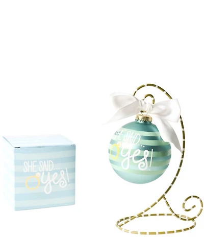 Coton Colors She Said Yes Just Engaged Glass Ornament with Swirl Stand Set