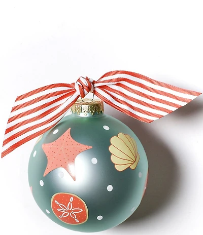 Coton Colors Shells Glass Ornament with White Swirl Stand Set