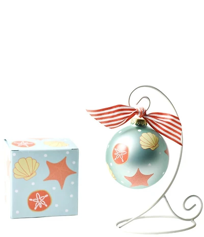 Coton Colors Shells Glass Ornament with White Swirl Stand Set