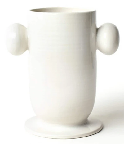 Coton Colors Signature White Collection Large Cylinder Vase With Knob Handles