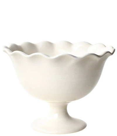 Coton Colors Signature White Ruffle 9#double; Footed Trifle Bowl