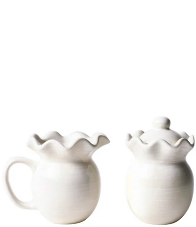 Coton Colors Signature White Ruffle Cream and Sugar Set