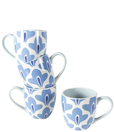 Coton Colors Iris Blue Sprout Mugs, Set of 4