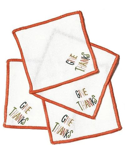 Coton Colors Thanksgiving Collection Give Thanks Cocktail Napkins, Set of 4