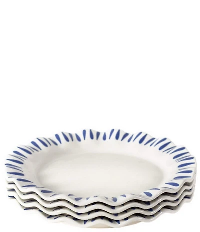 Coton Colors Iris Blue Drop Ruffle Dinner Plates, Set of 4