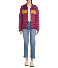 Cotopaxi Fuego Down Jam Striped Stand Collar Long Sleeve Zip Front Jacket