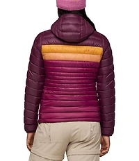 Cotopaxi Fuego Down Striped Print Hooded Stand Collar Zip Front Jacket