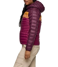 Cotopaxi Fuego Down Striped Print Hooded Stand Collar Zip Front Jacket