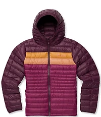 Cotopaxi Fuego Down Striped Print Hooded Stand Collar Zip Front Jacket