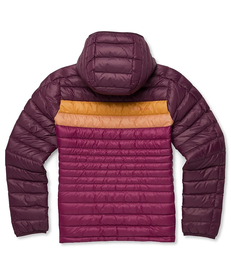 Cotopaxi Fuego Down Striped Print Hooded Stand Collar Zip Front Jacket