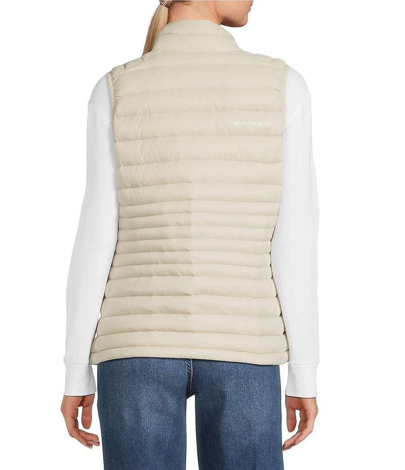 Cotopaxi Fuego Striped Print Down Stand Collar Sleeveless Zip Front Vest