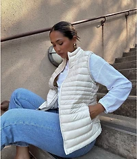 Cotopaxi Fuego Striped Print Down Stand Collar Sleeveless Zip Front Vest