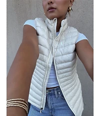 Cotopaxi Fuego Striped Print Down Stand Collar Sleeveless Zip Front Vest