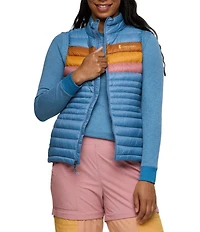 Cotopaxi Fuego Striped Print Down Stand Collar Sleeveless Zip Front Vest