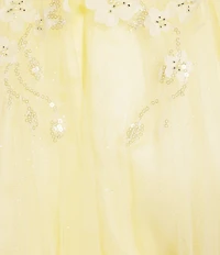 Coya Collection 3D Floral Applique Off The Shoulder Sweetheart Neck Glitter Tulle Ballgown