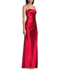 Coya Collection Satin Ruched Bodice Side Slit Dress